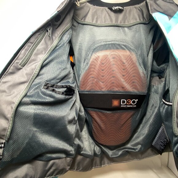 ICON Women's Overlord Gray Turquoise Motorcycle Riding Jacket and Gloves Size M - Picture 2 of 9